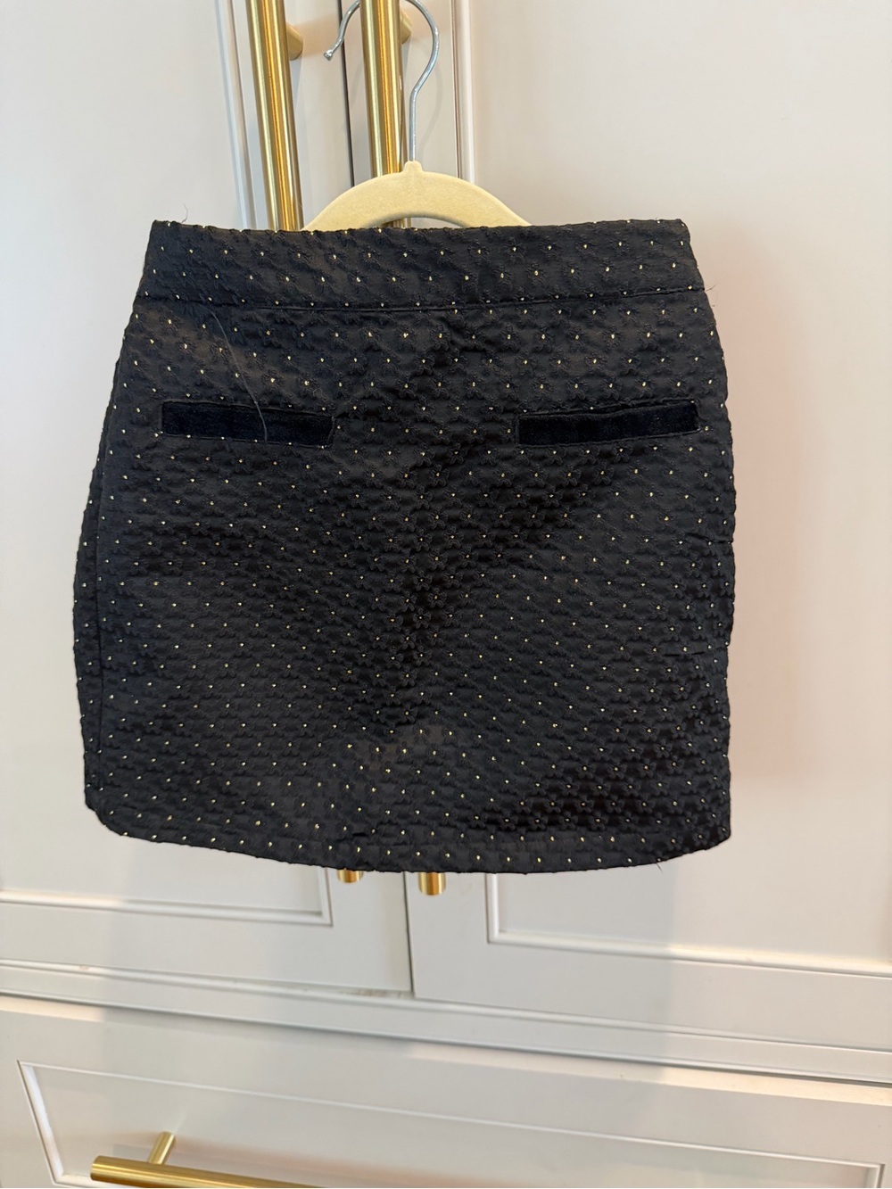 Girls size 7 Copper Key Black Quilted Mini Skirt with Gold Studs